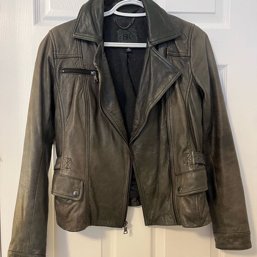 Banana Republic Dark Olive Leather Jacket